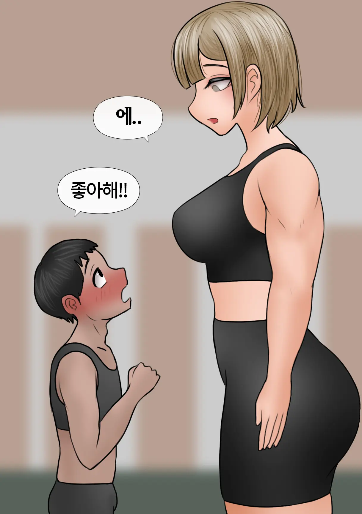 커다란 레슬링부 후배에게 계속 치근대는 선배 Senpai Won'T Leave The Big Kohai Alone [Korean] 01-02